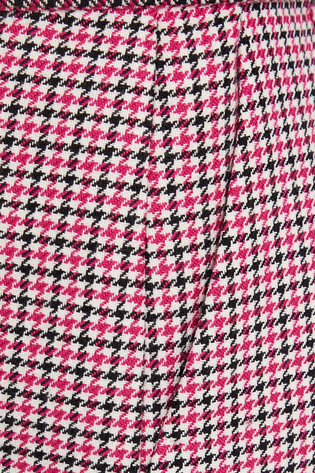 MAJE Belted houndstooth cotton-blend mini skirt