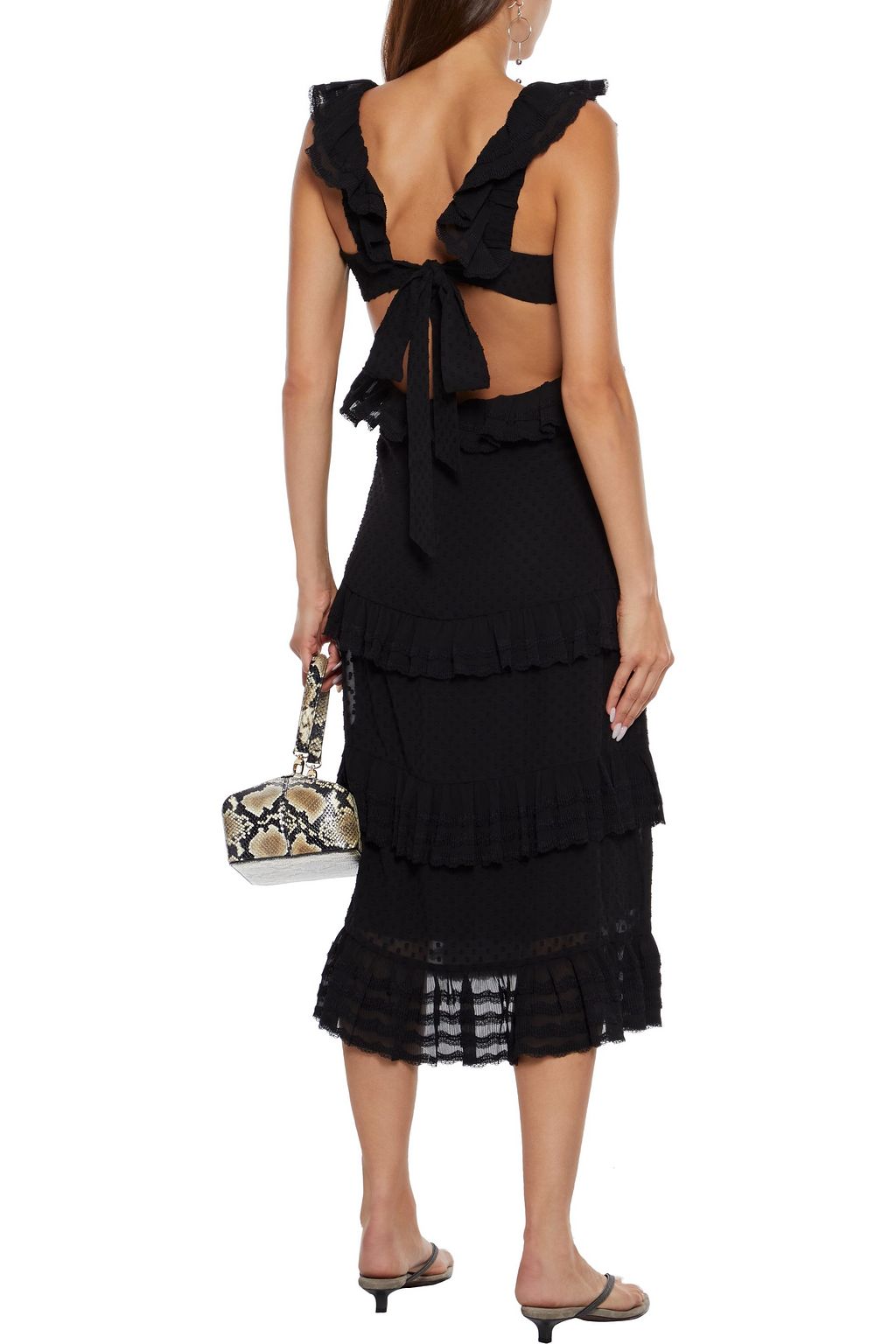 ZIMMERMANN Tiered plissé-trimmed fil coupé chiffon midi dress