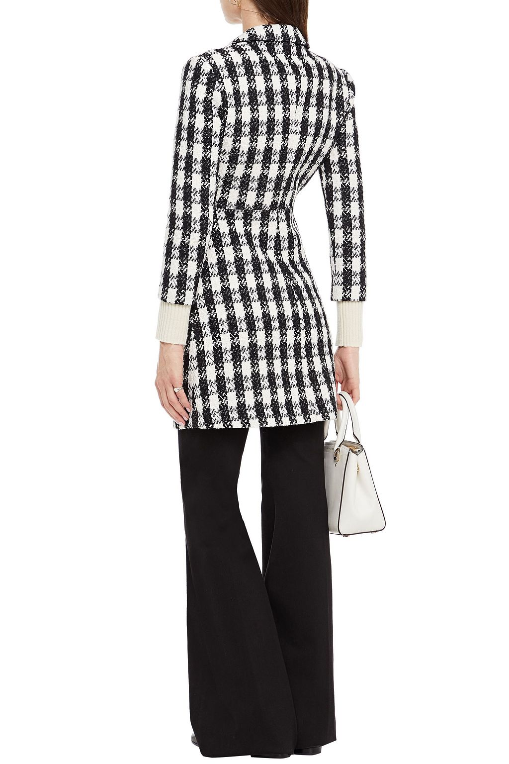 MAJE Checked cotton-blend tweed coat