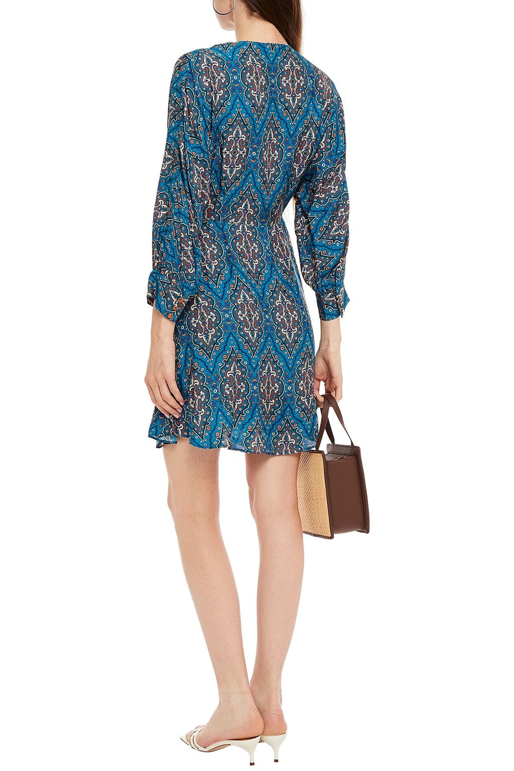 SANDRO Kael gathered printed jacquard mini dress