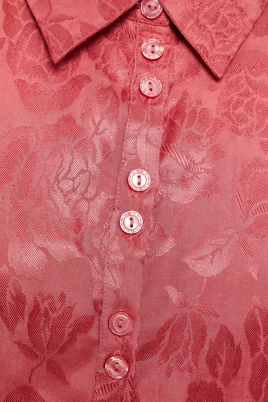 BYTIMO Gathered floral-jacquard shirt
