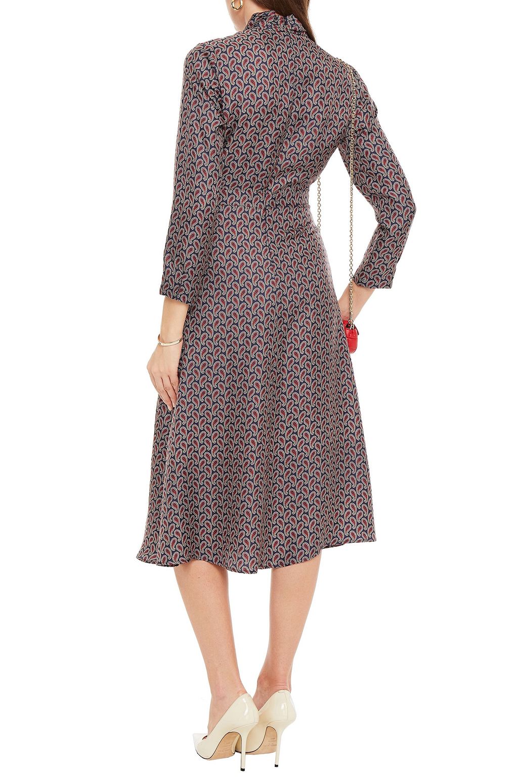 SANDRO Cashy Midikleid aus Seidensatin mit Cut-outs und Paisley-Print