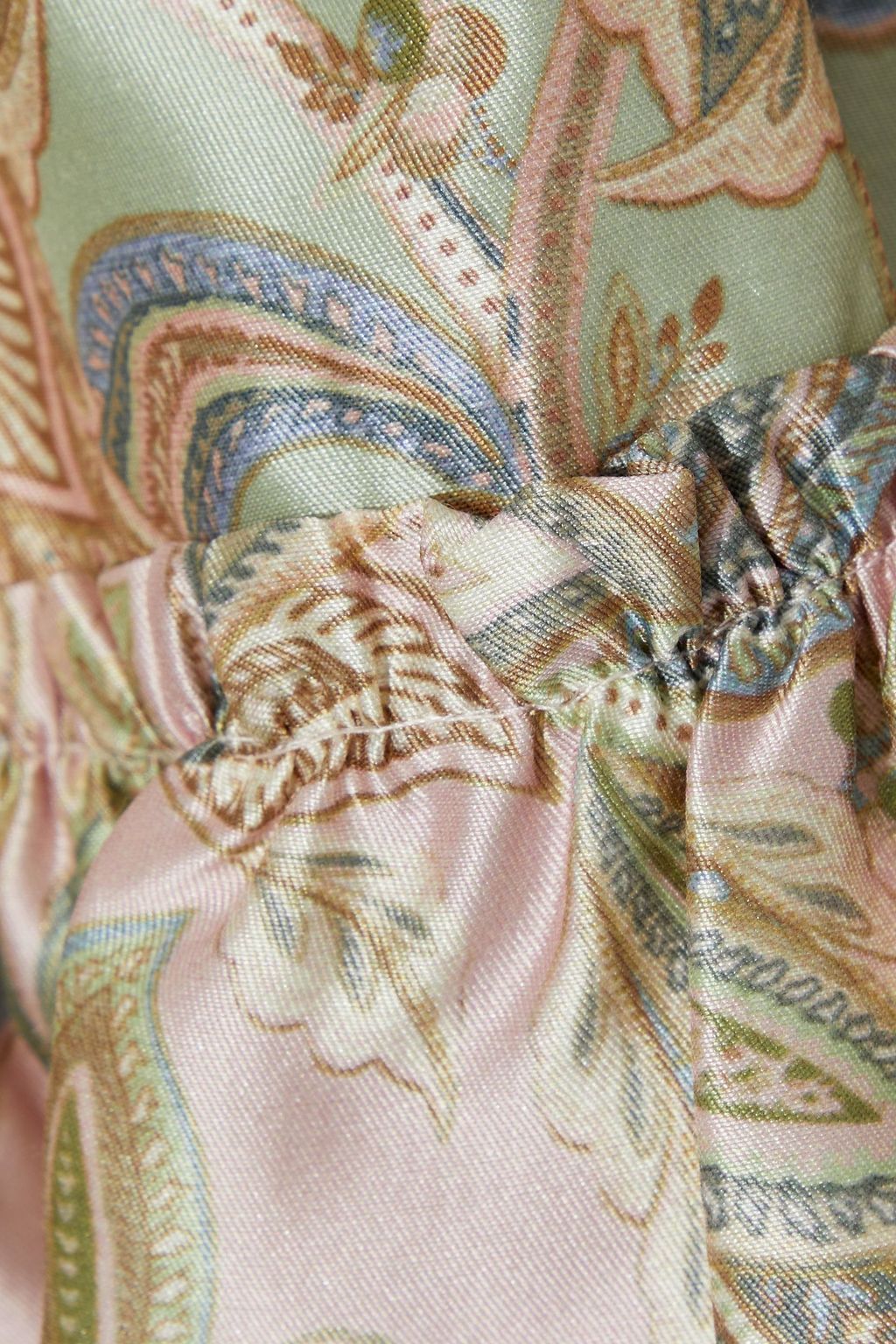 ZIMMERMANN Ladybeetle tiered printed wool and silk-blend satin-twill mini dress