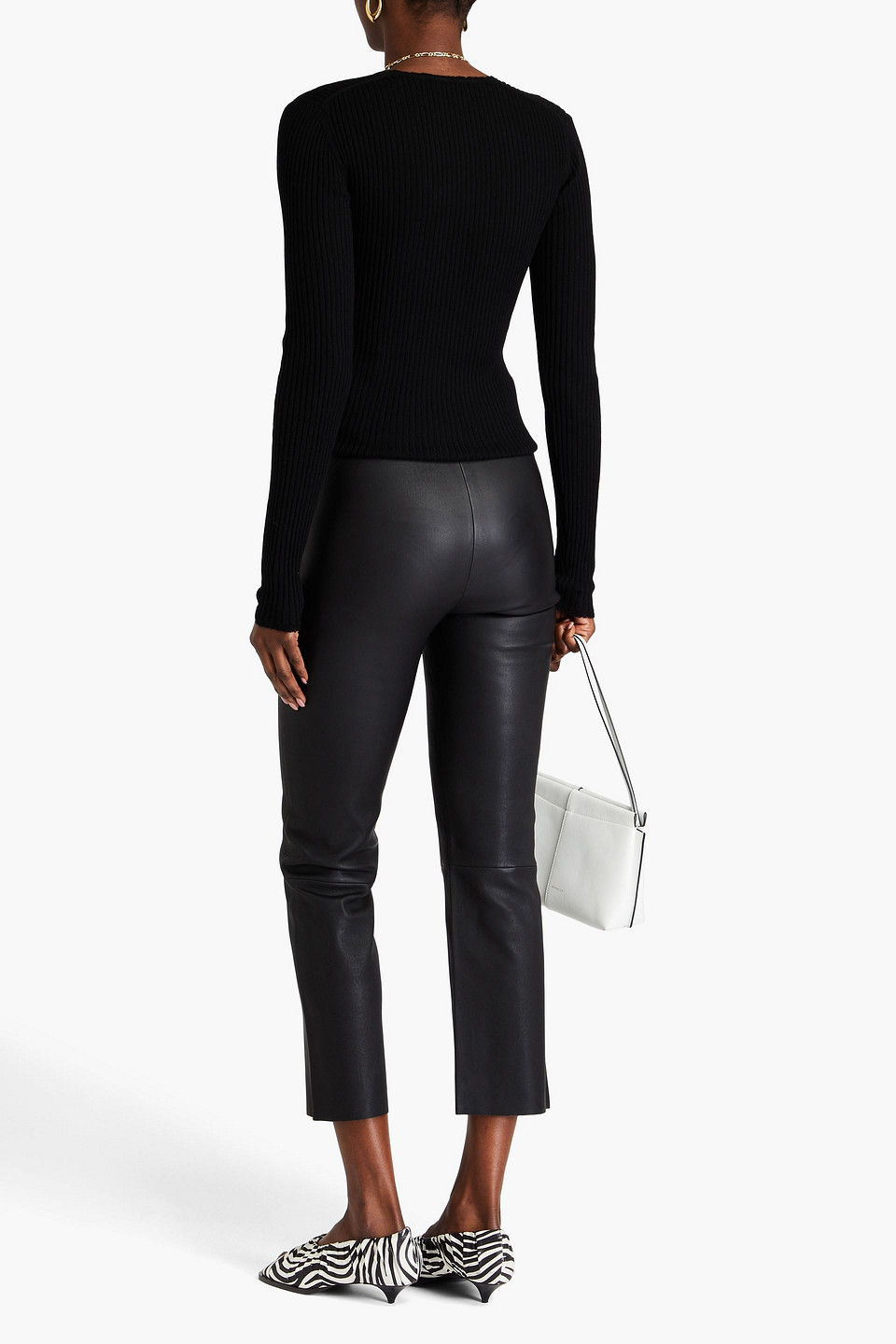By Malene Birger Cropped Leather Leggings In Black