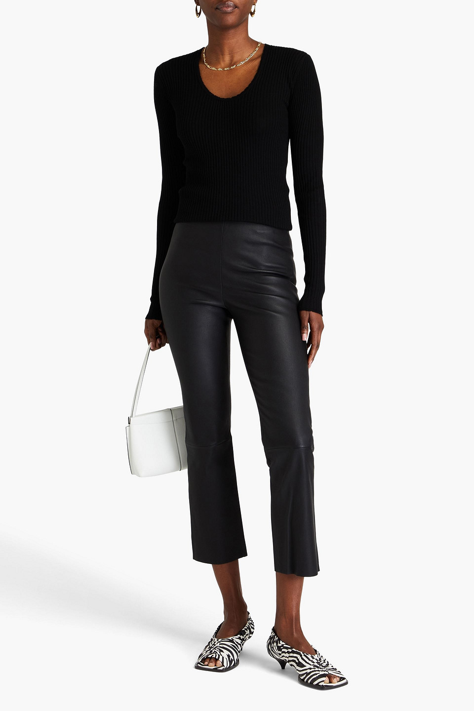 By Malene Birger Cropped Leather Leggings In Black