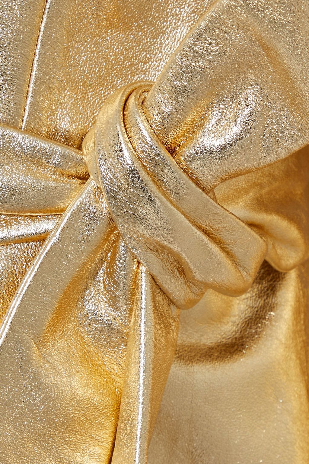 ZIMMERMANN Ladybeetle wrap-effect ruffled metallic textured-leather midi dress