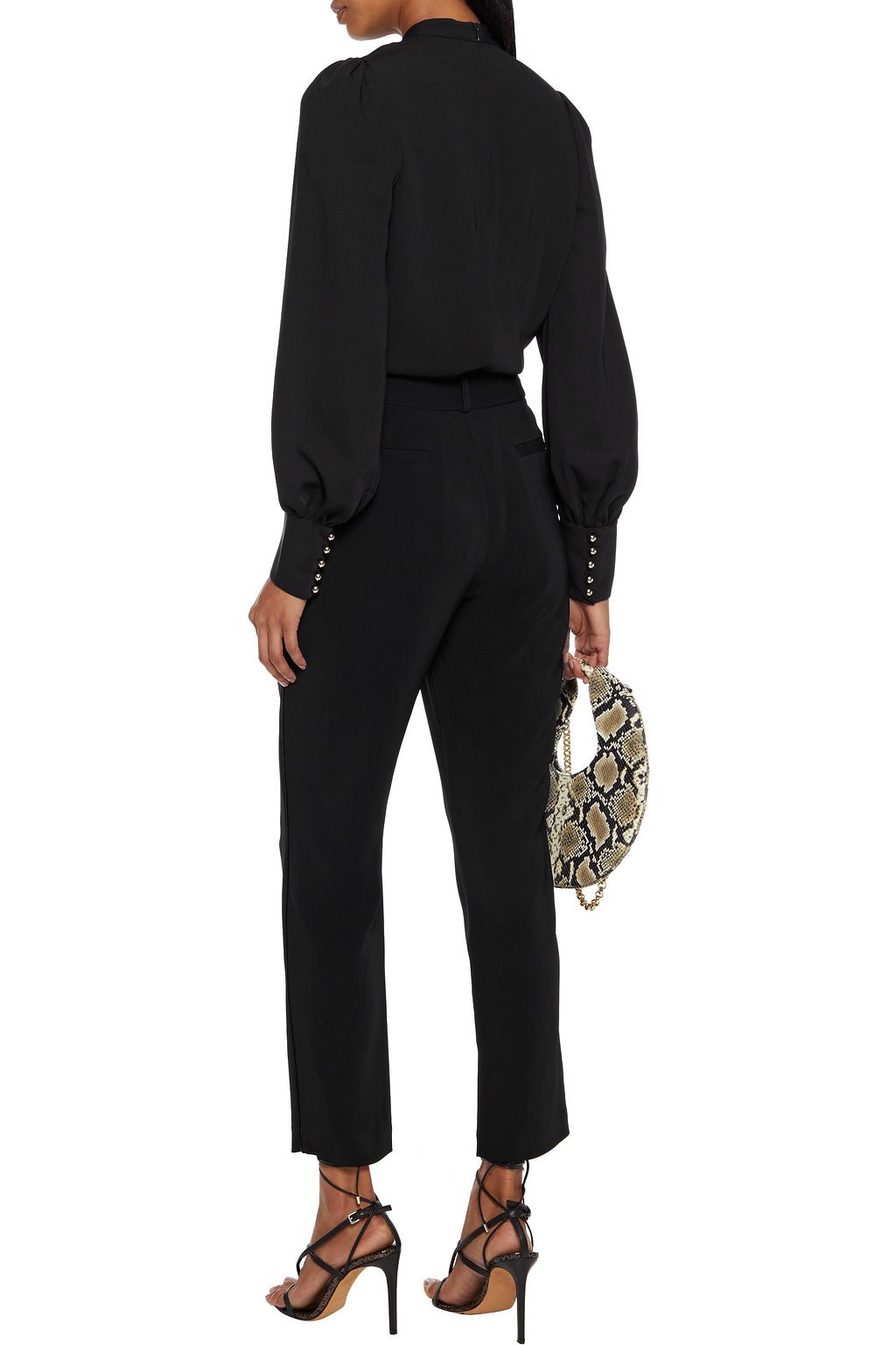 ZIMMERMANN Cropped Hose mit geradem Bein aus Crêpe mit Samtbesatz