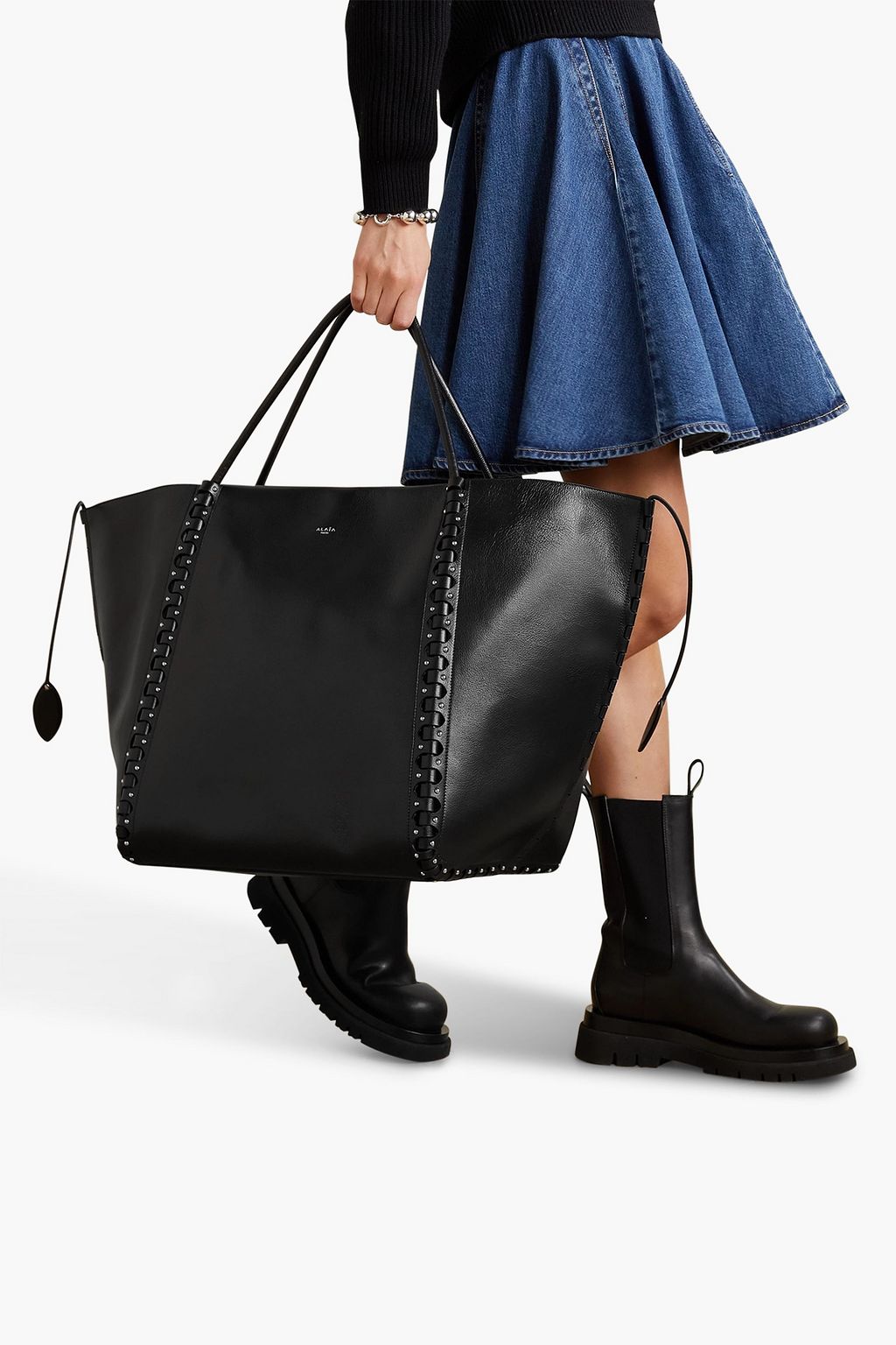ALAÏA Le Hinge large laser-cut leather tote