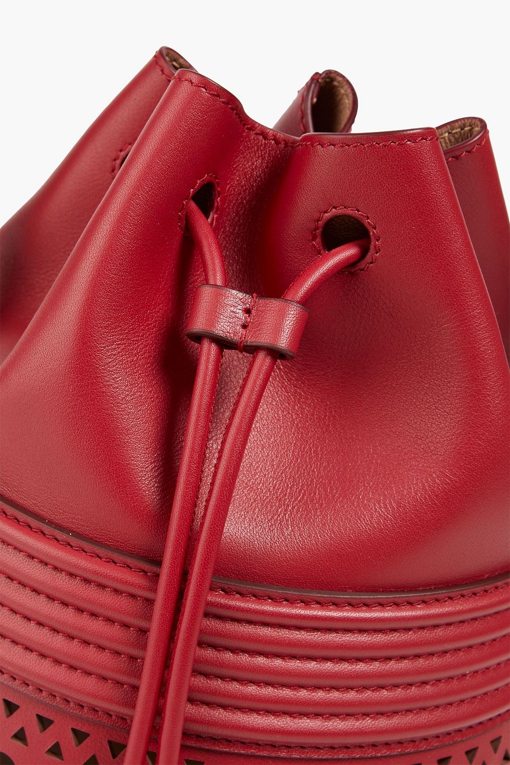 ALAÏA Bucket Corset laser-cut leather bucket bag
