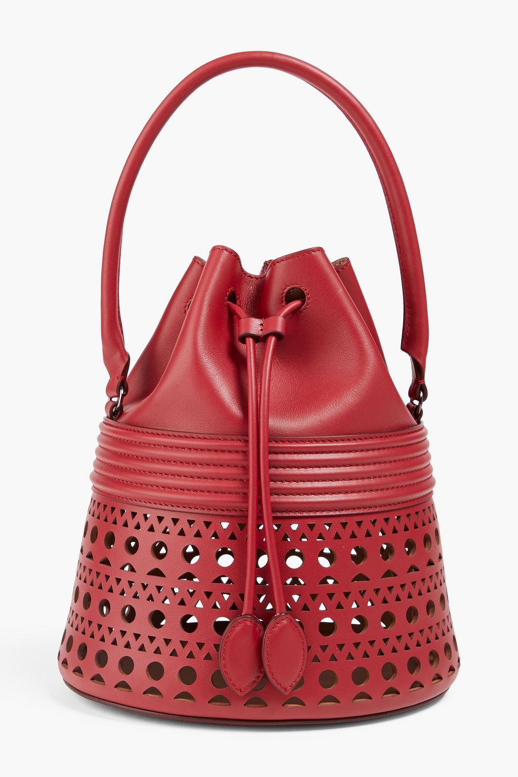 ALAÏA Bucket Corset laser-cut leather bucket bag