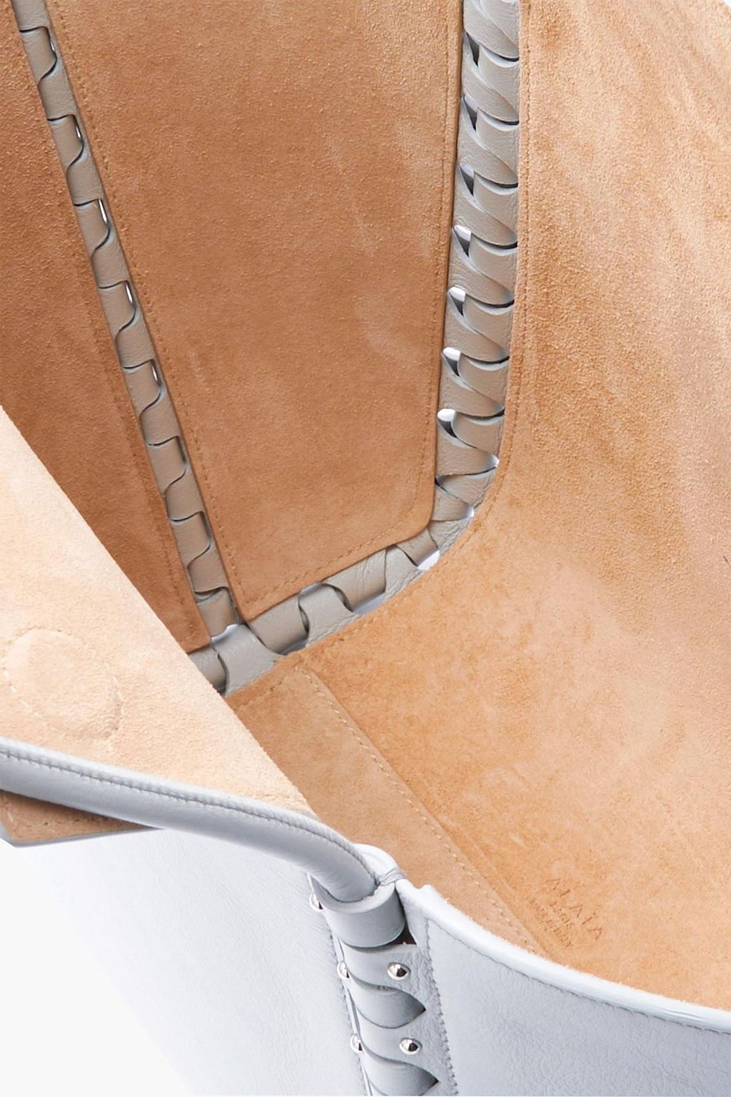 ALAÏA Le Hinge small laser-cut studded leather tote