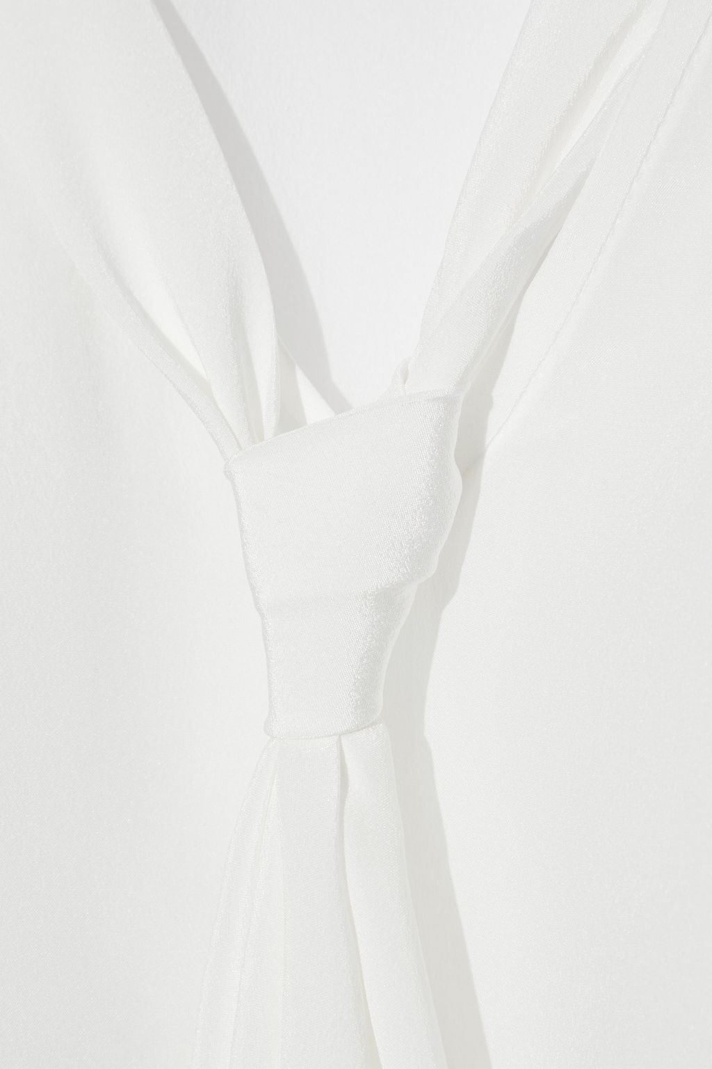 BRUNELLO CUCINELLI Tie-neck bead-embellished silk crepe de chine top