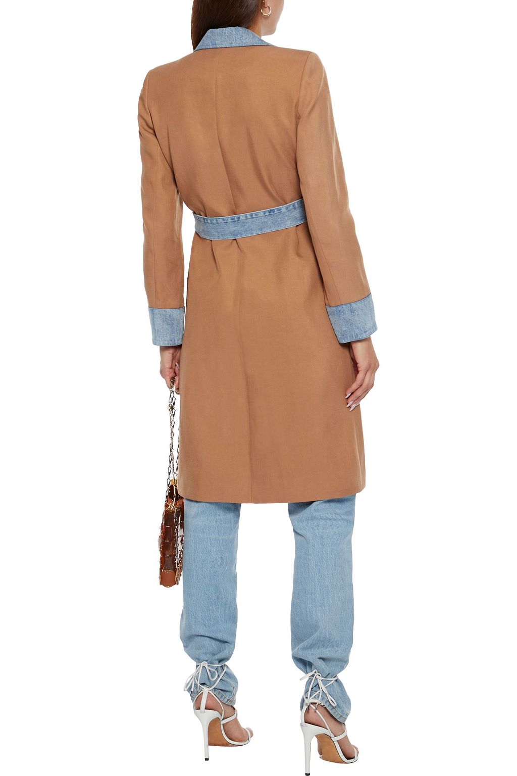 ALICE + OLIVIA Verna denim-trimmed slub Lyocell, linen and cotton-blend coat