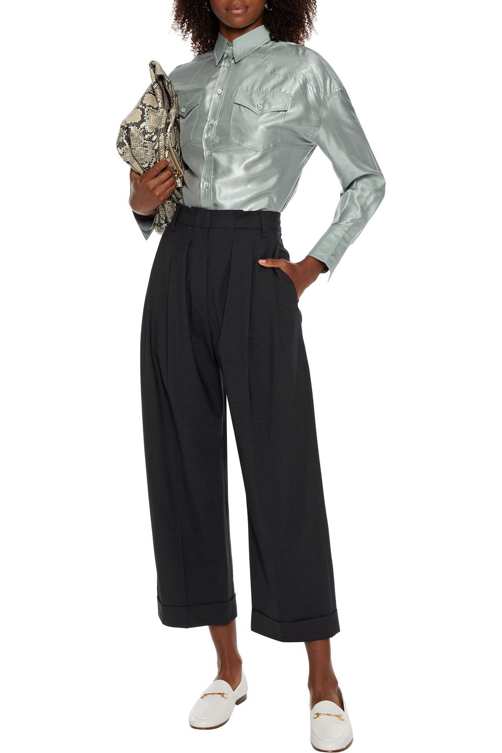 BRUNELLO CUCINELLI Cropped wool-blend wide-leg pants