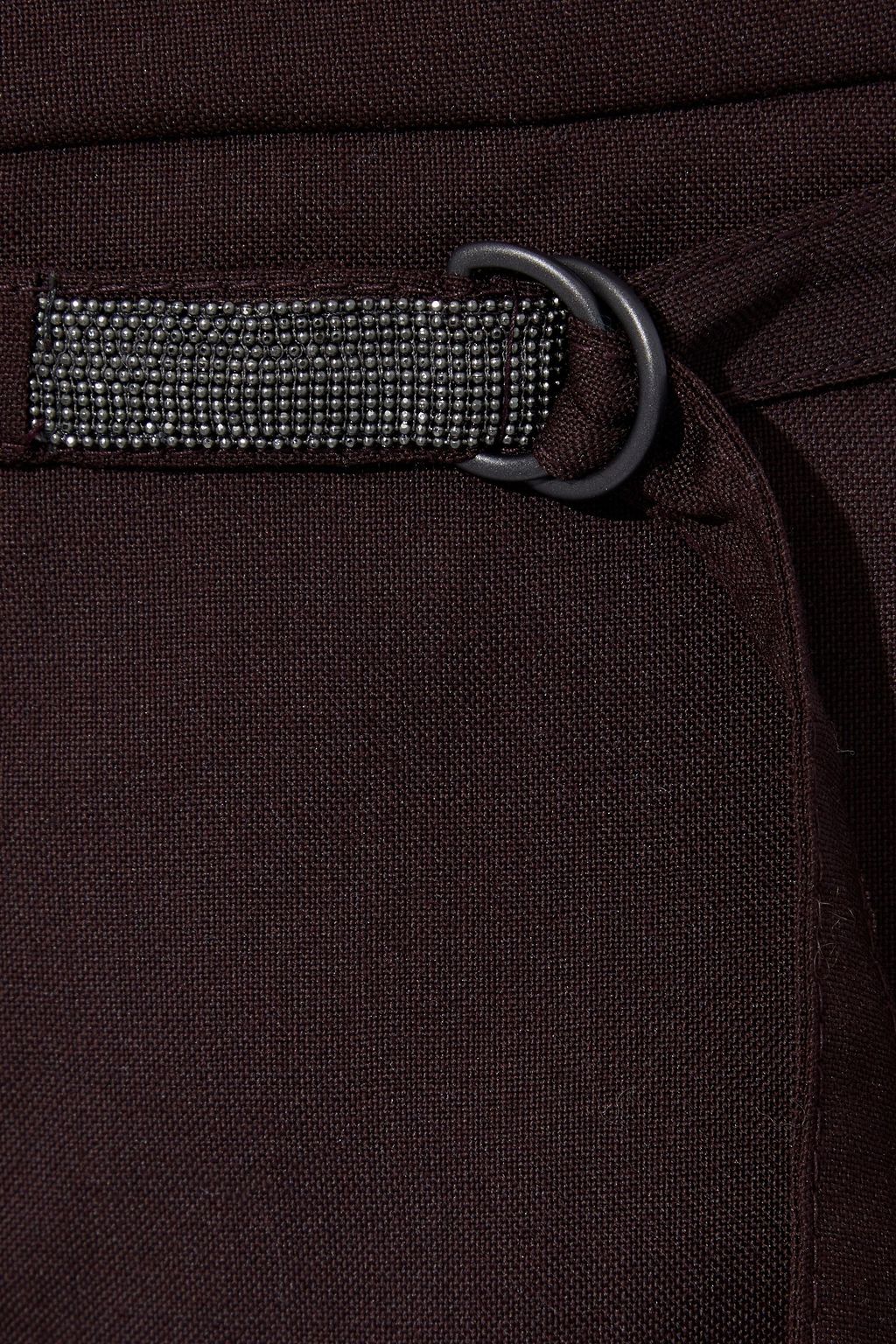 BRUNELLO CUCINELLI Belted bead-embellished wool tapered pants