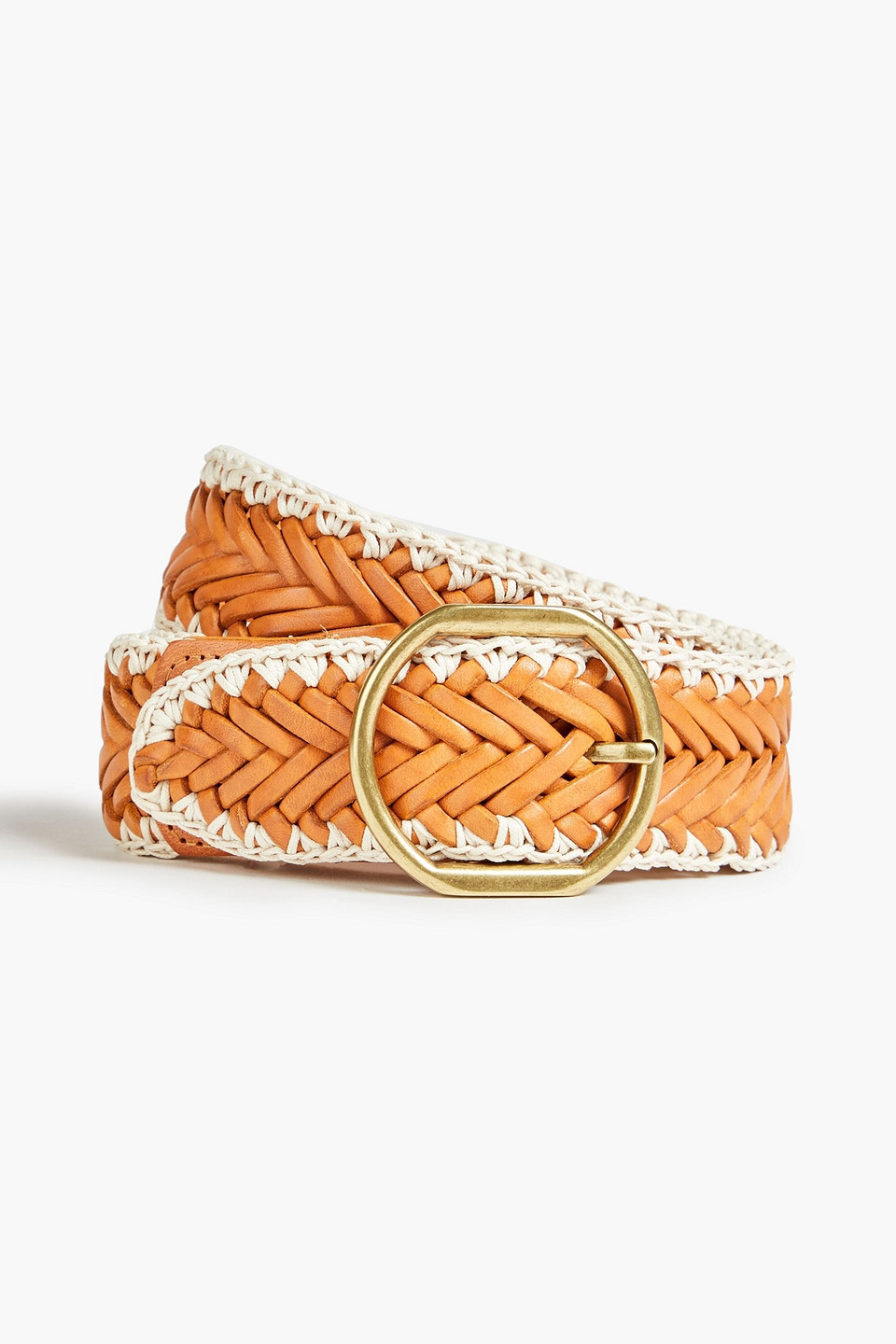 Zimmermann Crochet-trimmed Braided Leather Belt In Tan