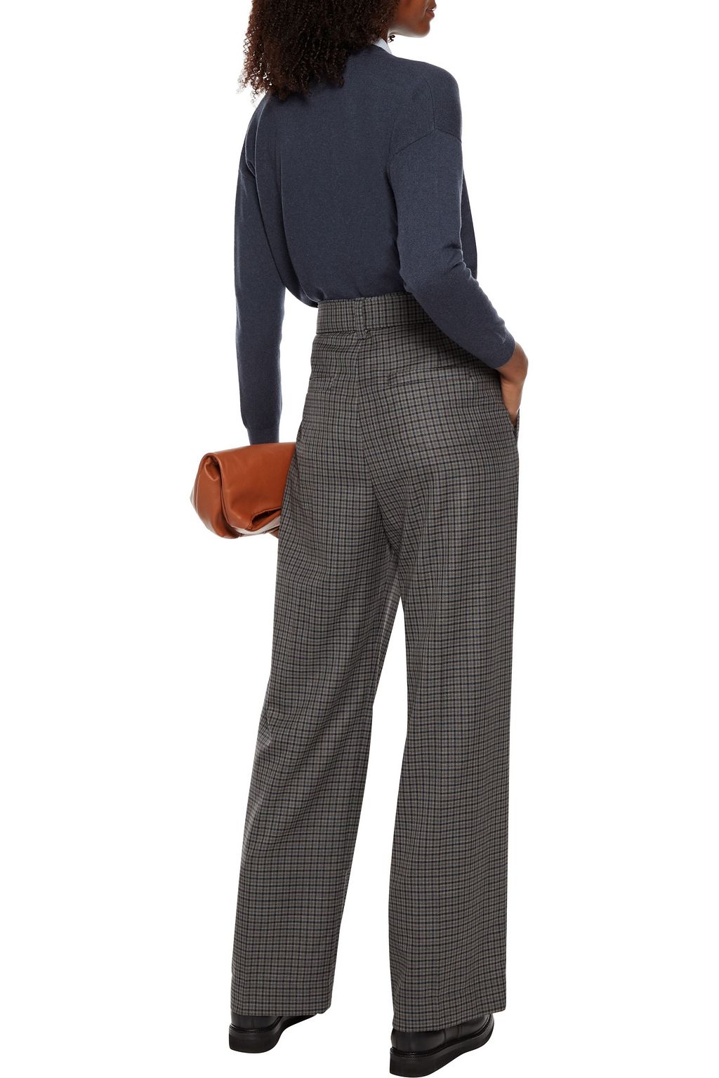BRUNELLO CUCINELLI Belted checked wool-jacquard straight-leg pants