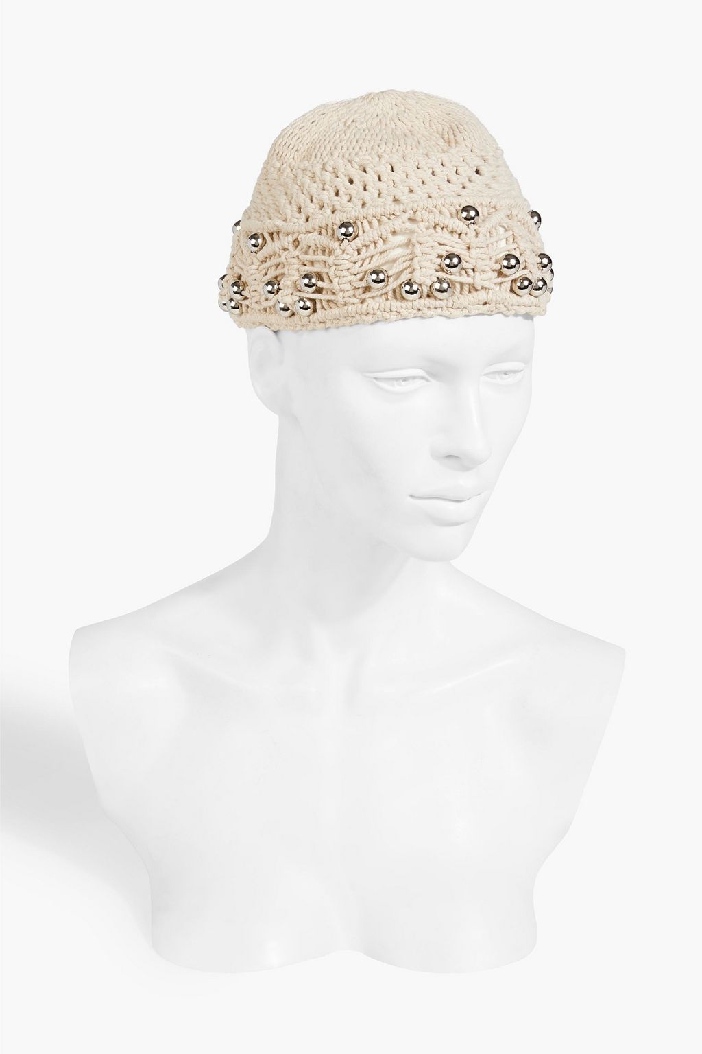 RABANNE Bead-embellished macramé beanie