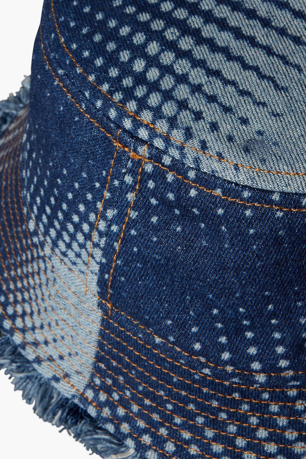 RABANNE Frayed printed denim bucket hat