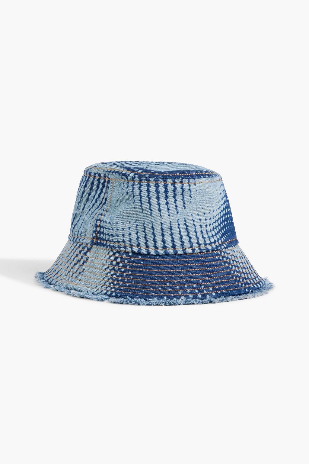 RABANNE Frayed printed denim bucket hat