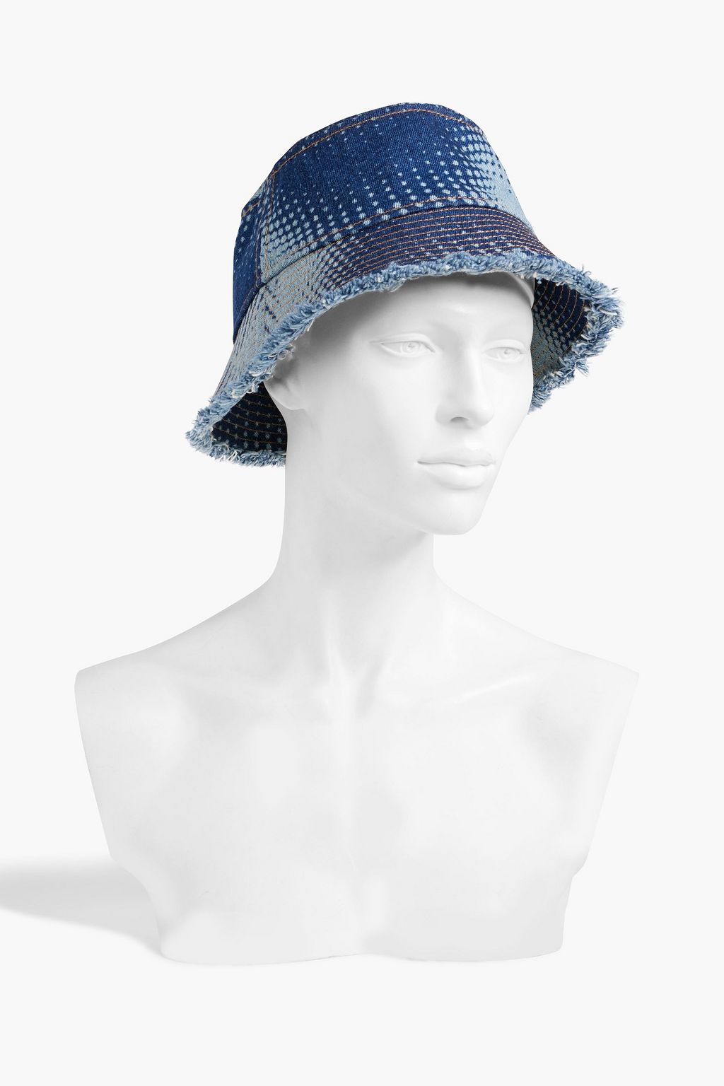 RABANNE Frayed printed denim bucket hat