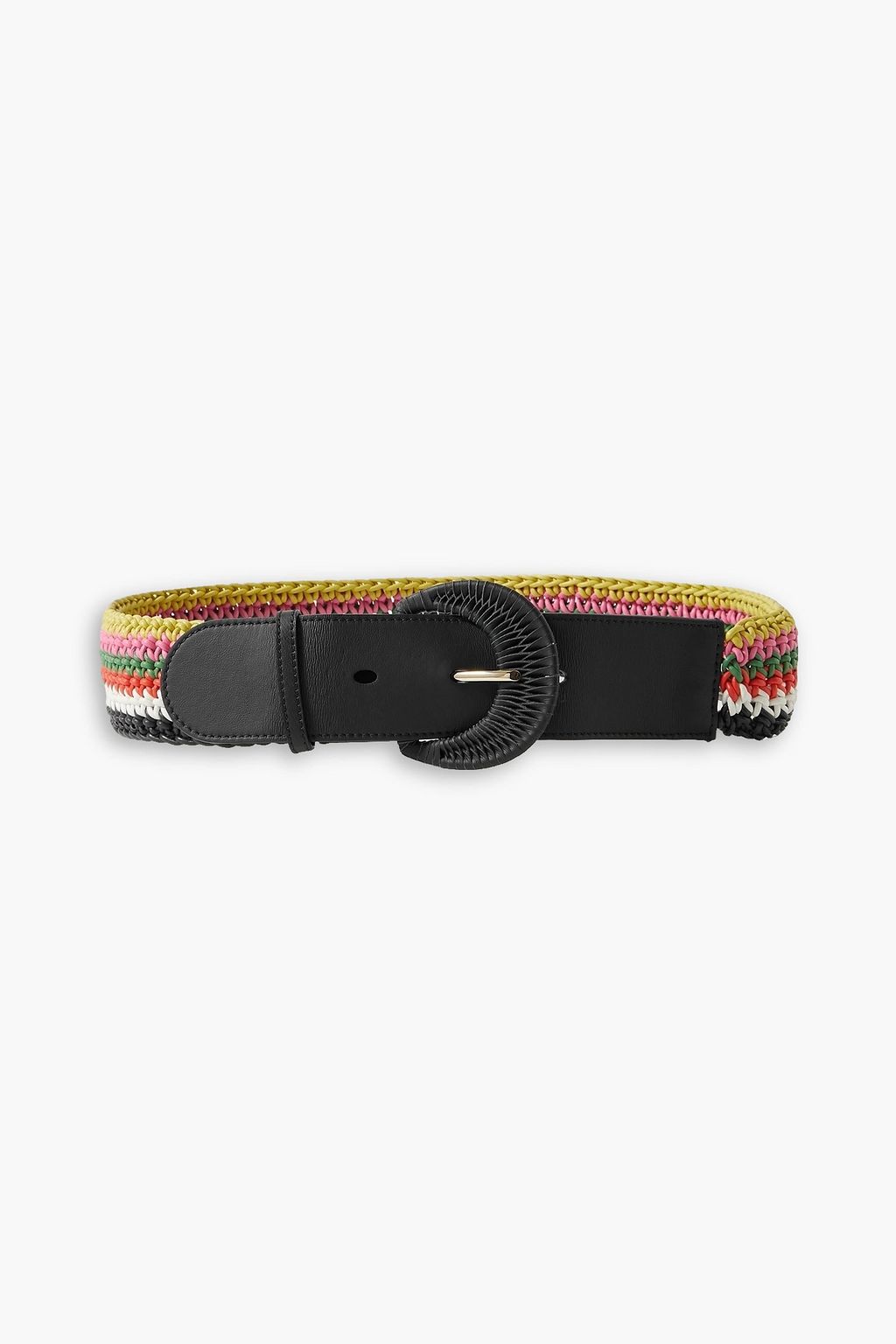 Klea striped woven leather belt