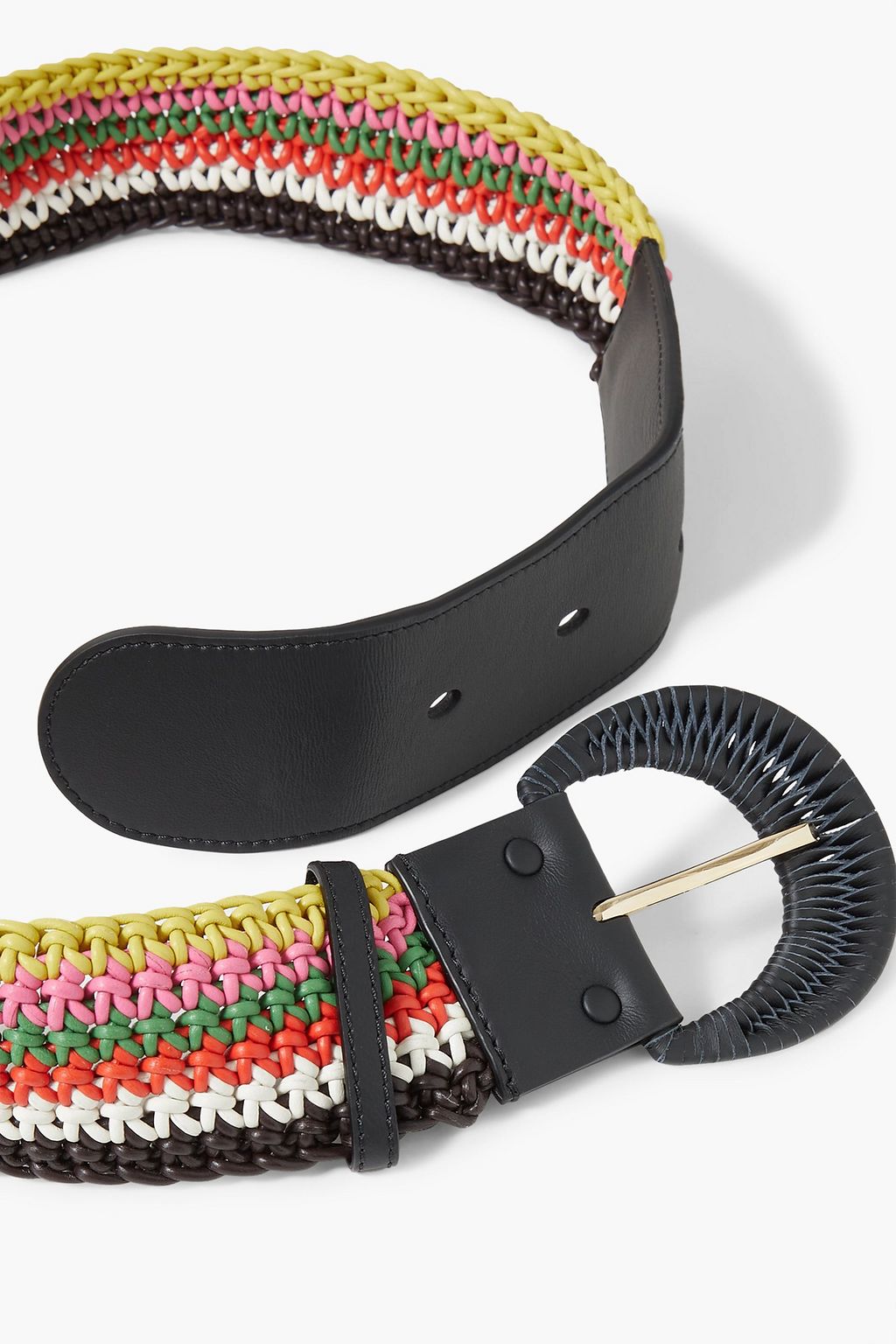 CHLOÉ Klea striped woven leather belt