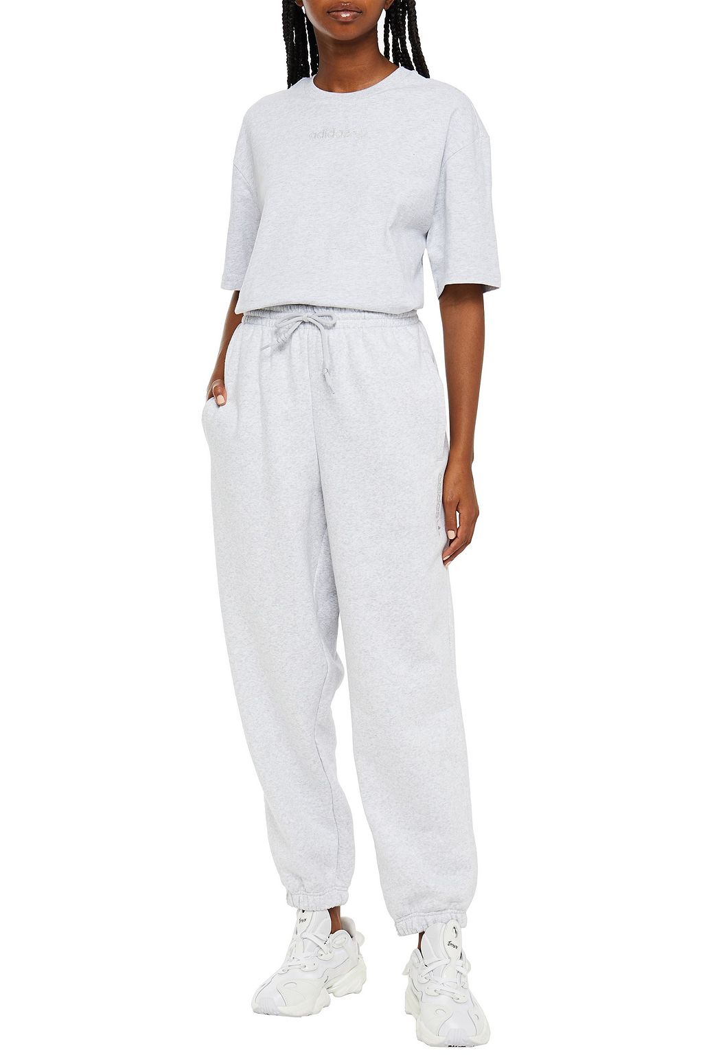 ADIDAS ORIGINALS Mélange cotton-blend fleece track pants