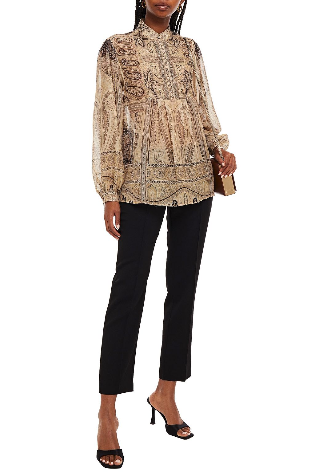 ETRO Paisley-print silk and wool-blend georgette blouse