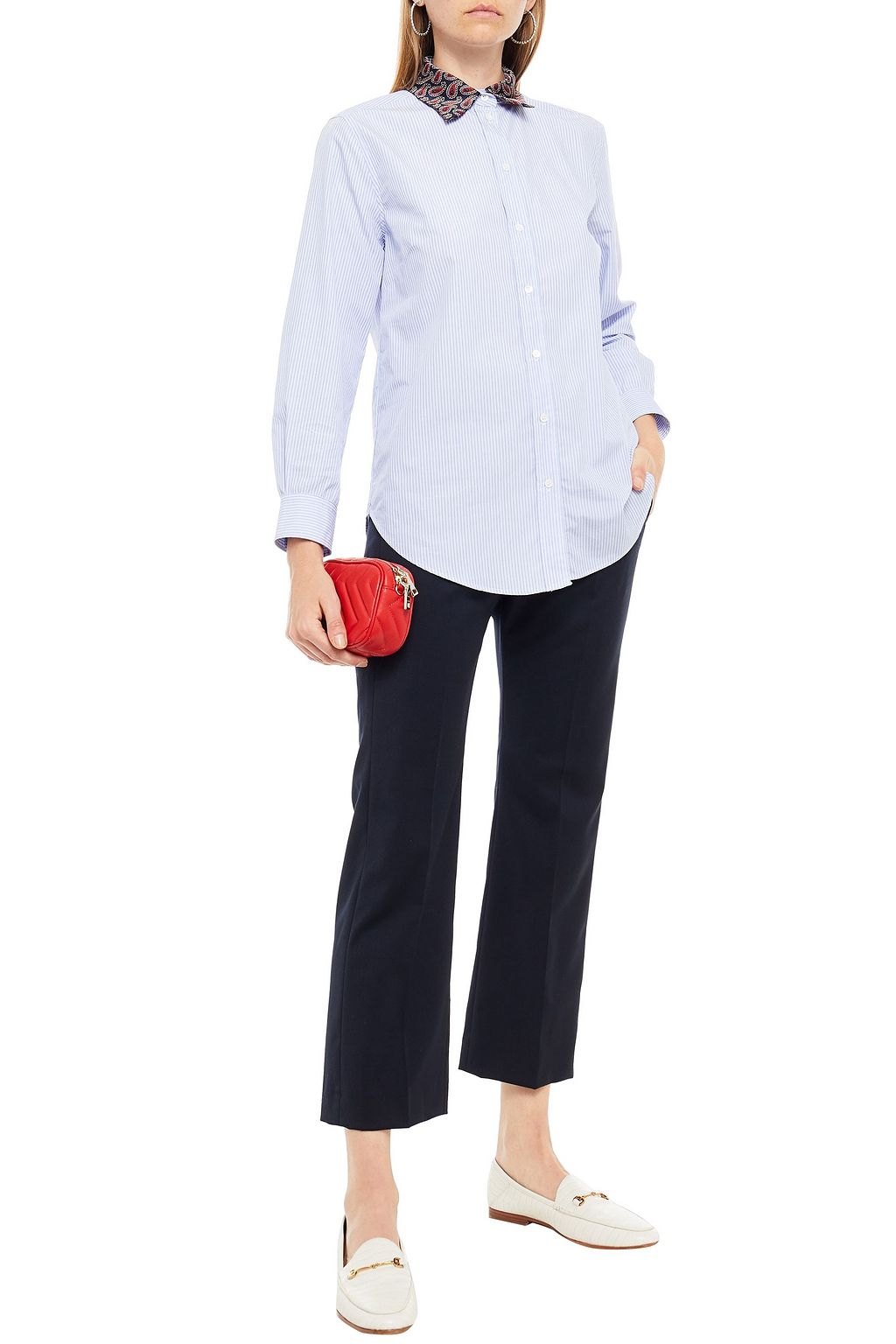 SANDRO Printed cotton-poplin shirt