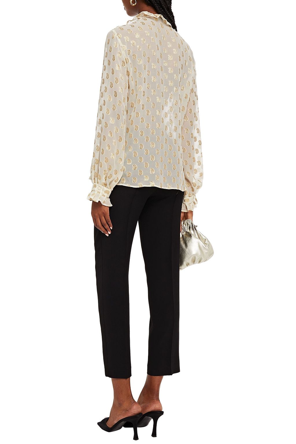 ETRO Cropped grosgrain-trimmed wool-twill tapered pants