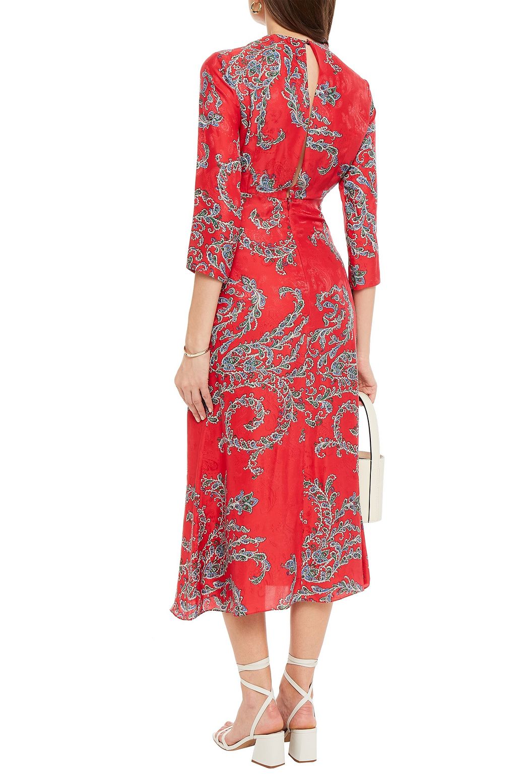 SANDRO Paisley-print satin-jacquard midi dress