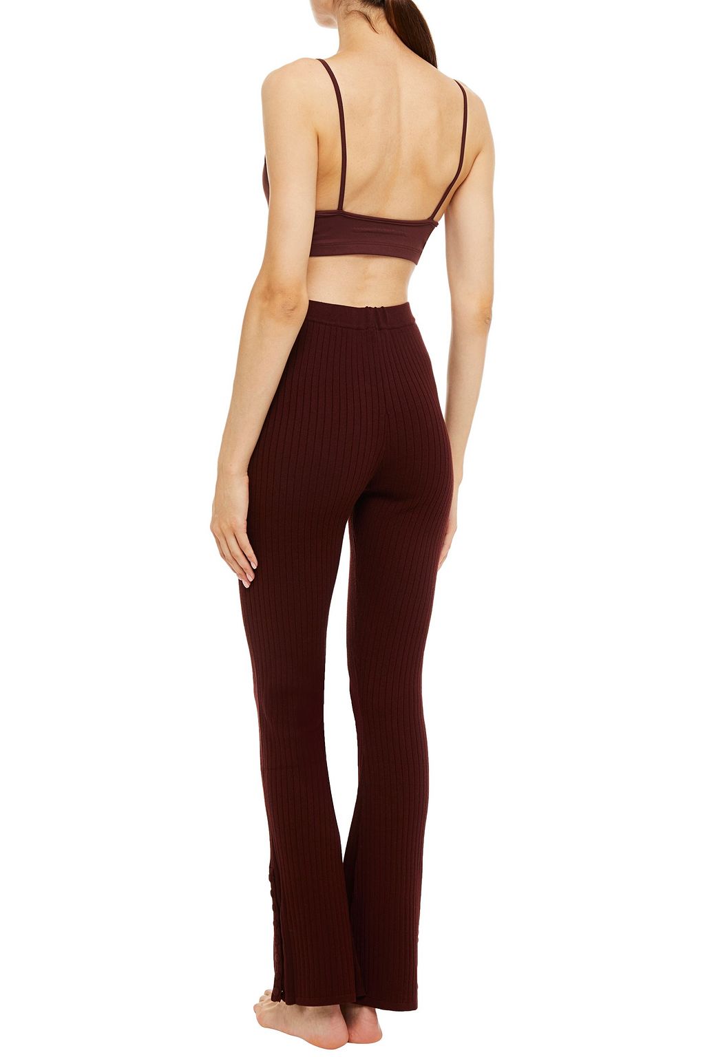 LIVE THE PROCESS Ribbed-knit flared pants