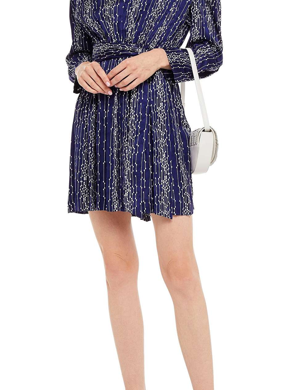 gathered printed satin-jacquard mini dress