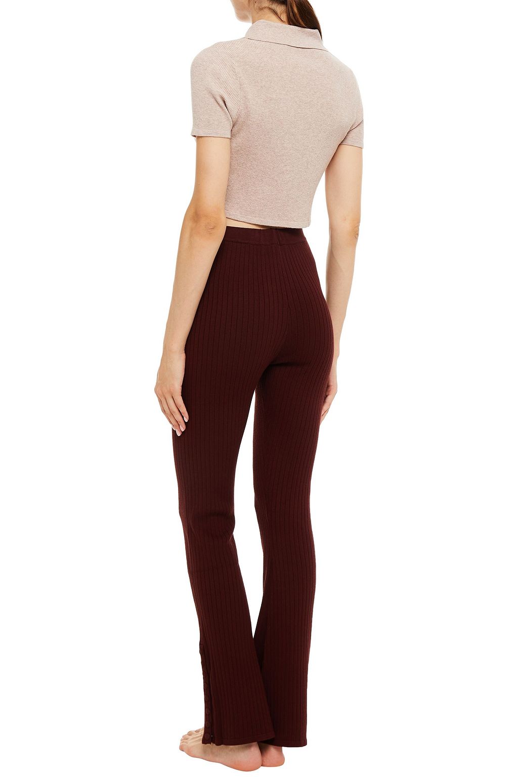 LIVE THE PROCESS Cropped ribbed-knit polo shirt