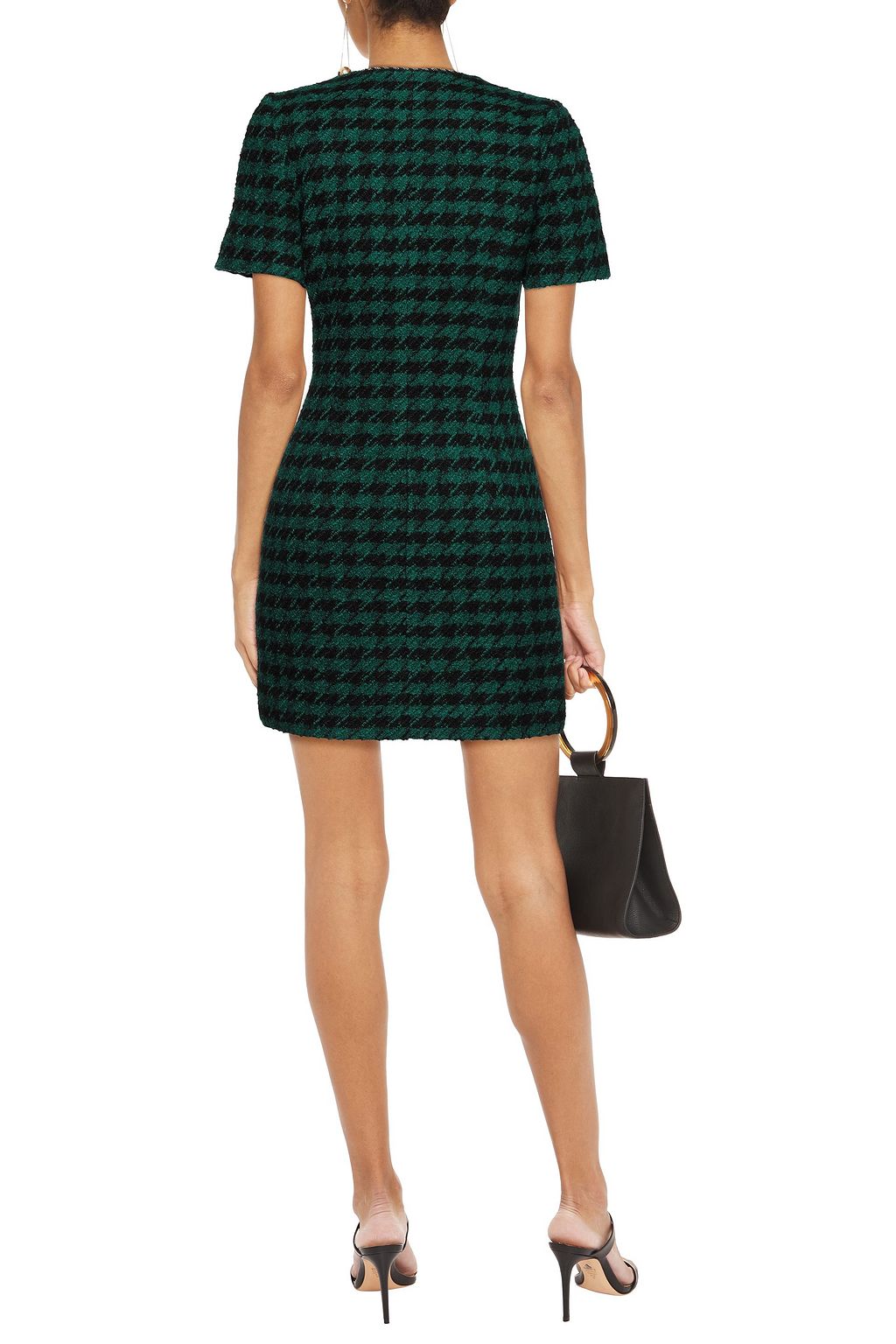 SANDRO Clyo embellished houndstooth bouclé-tweed mini dress