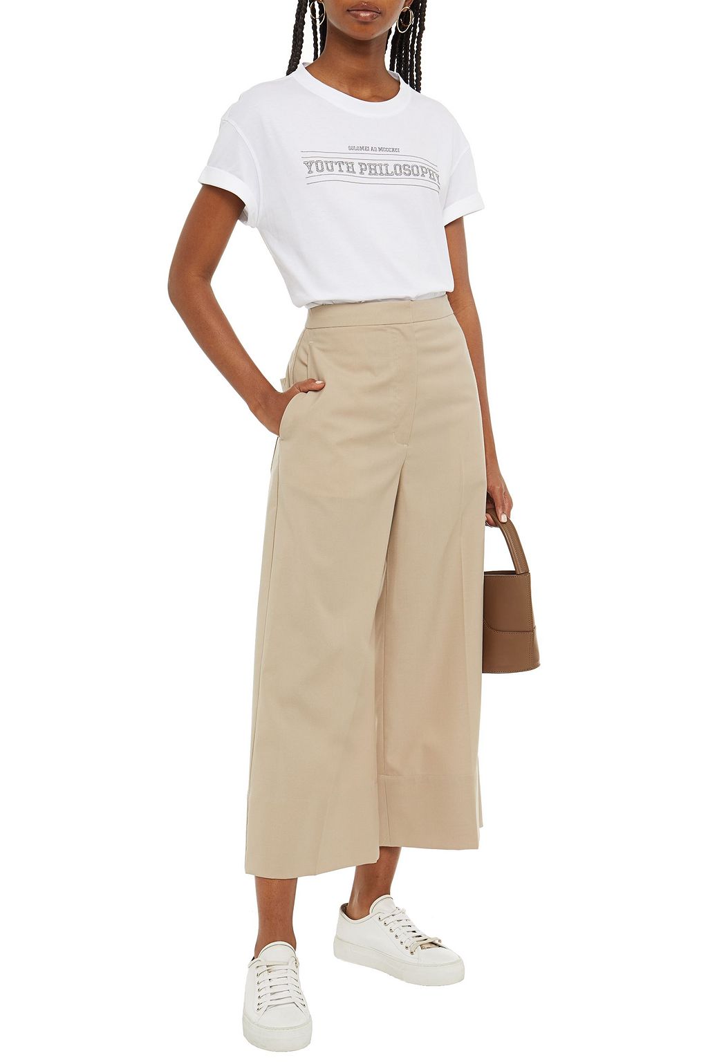 BRUNELLO CUCINELLI Bead-embellished embroidered cotton-jersey T-shirt