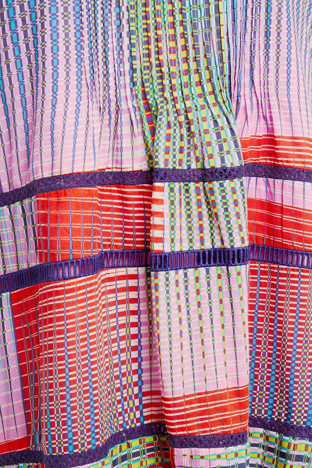 SALONI Maggie lattice-trimmed printed cotton-voile mini dress
