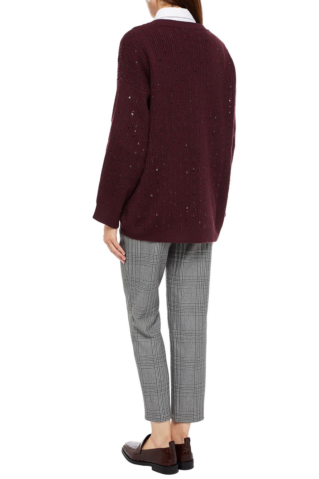 BRUNELLO CUCINELLI Embellished ribbed cashmere sweater