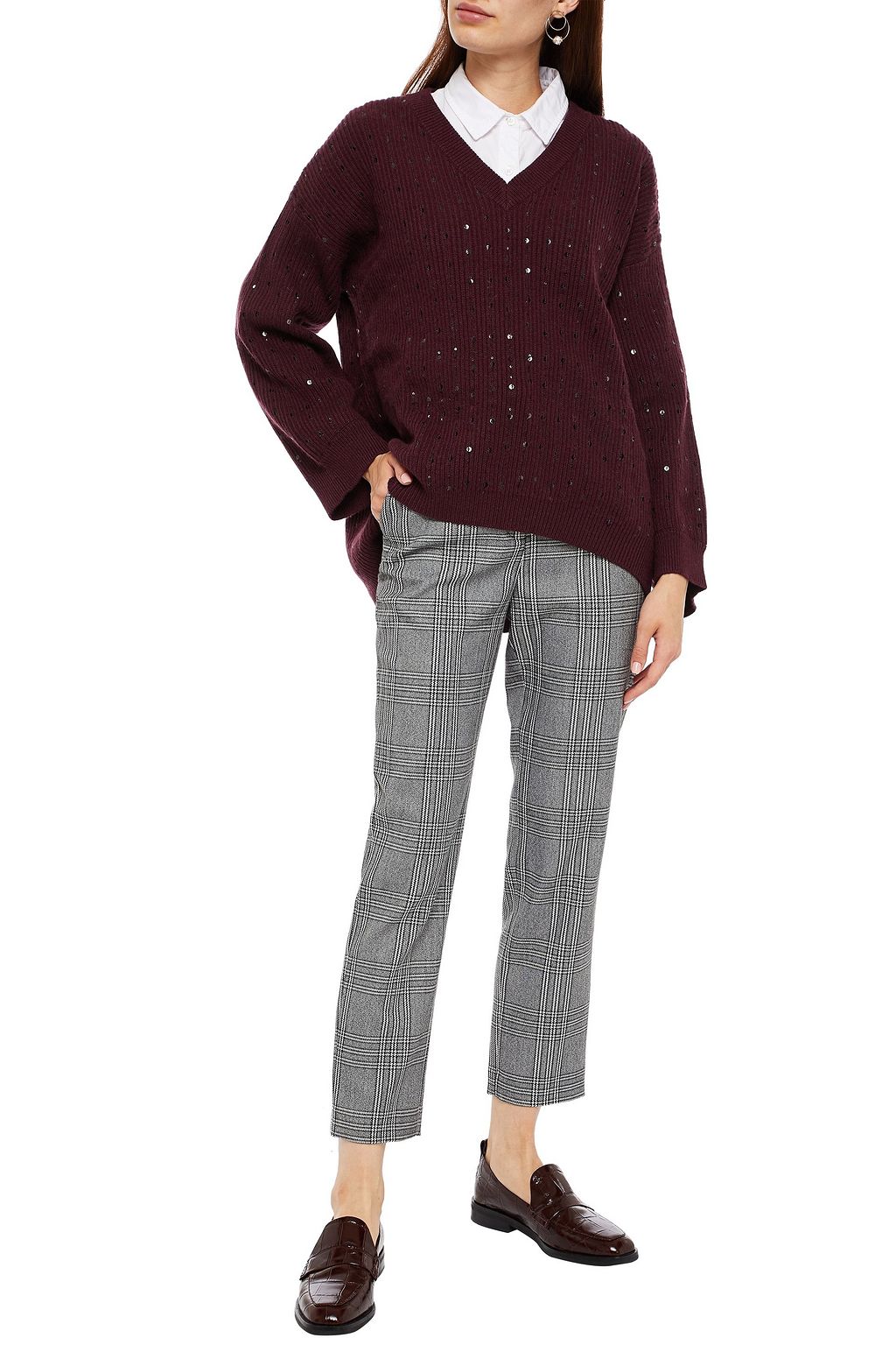 BRUNELLO CUCINELLI Embellished ribbed cashmere sweater