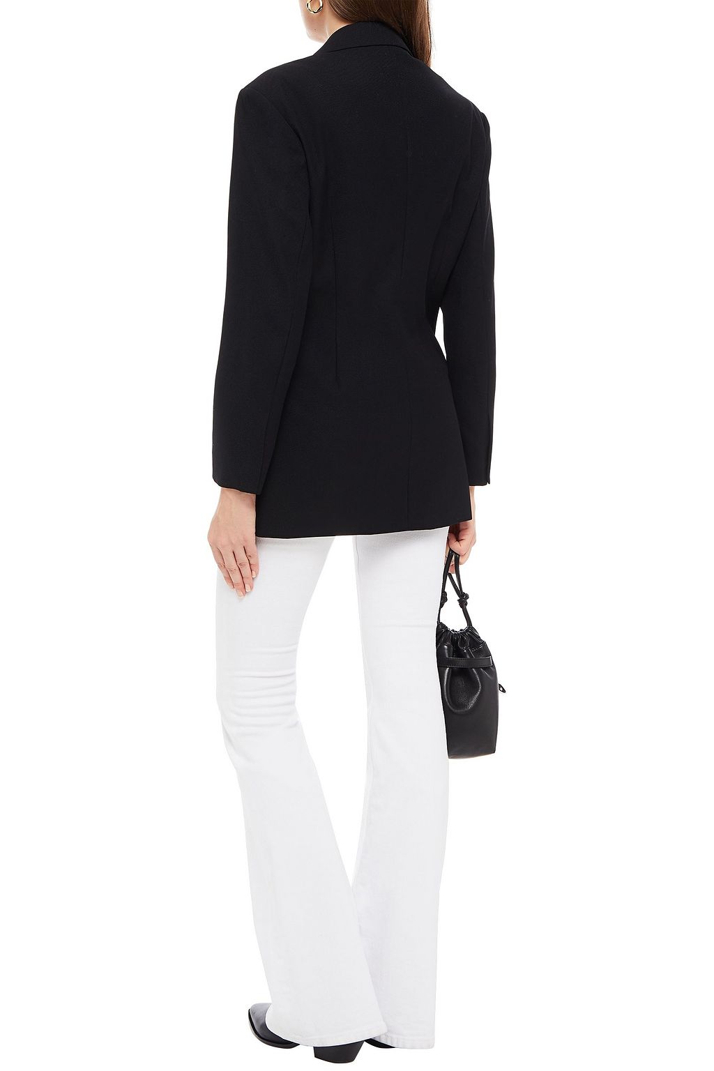 SANDRO Pelyna leather-trimmed twill blazer