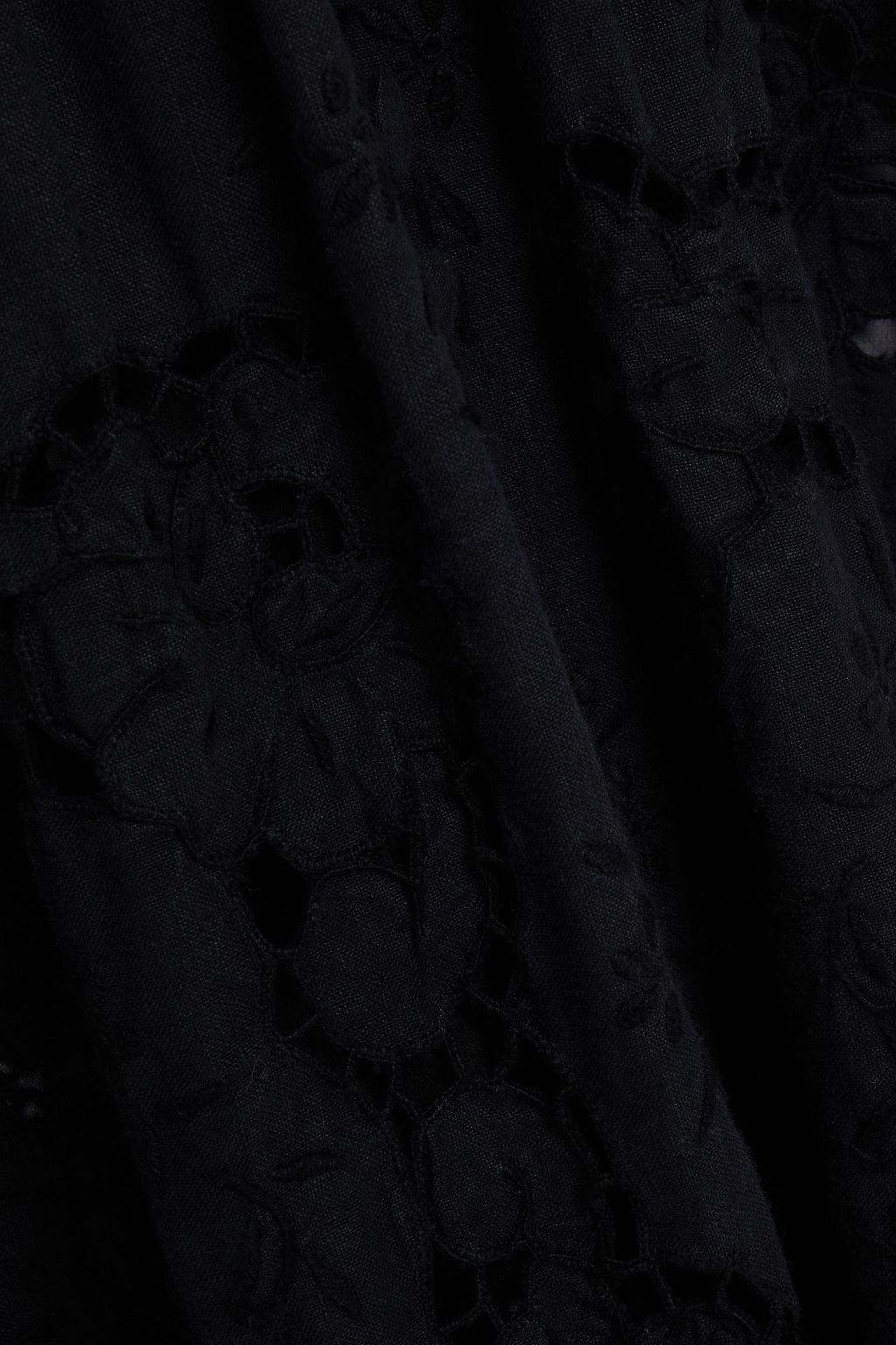 COSTARELLOS Gathered Broderie anglaise silk-blend gown