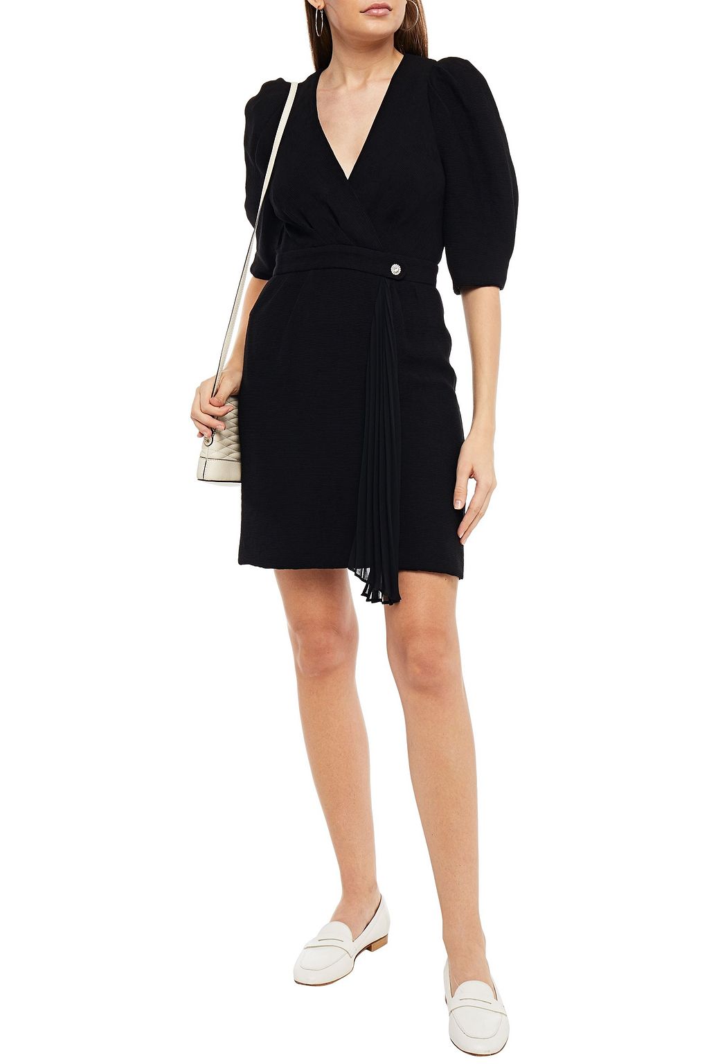 SANDRO Evi Minikleid aus Crêpe mit plissierten Georgette-Einsätzen