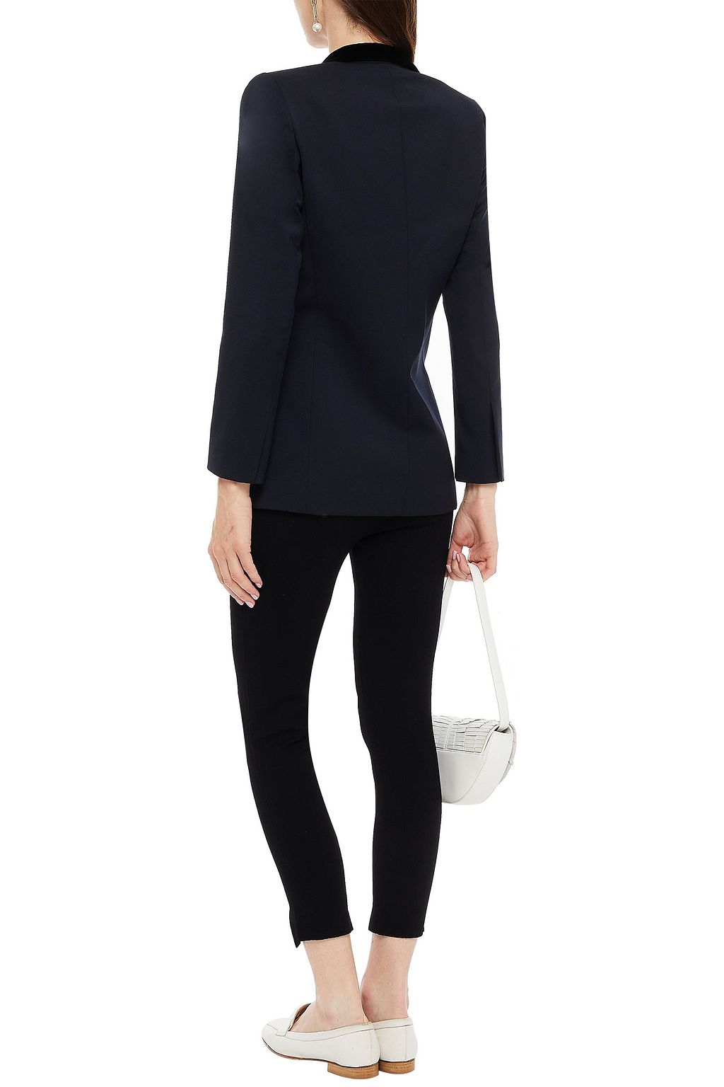 SANDRO Double-breasted velvet-trimmed twill blazer