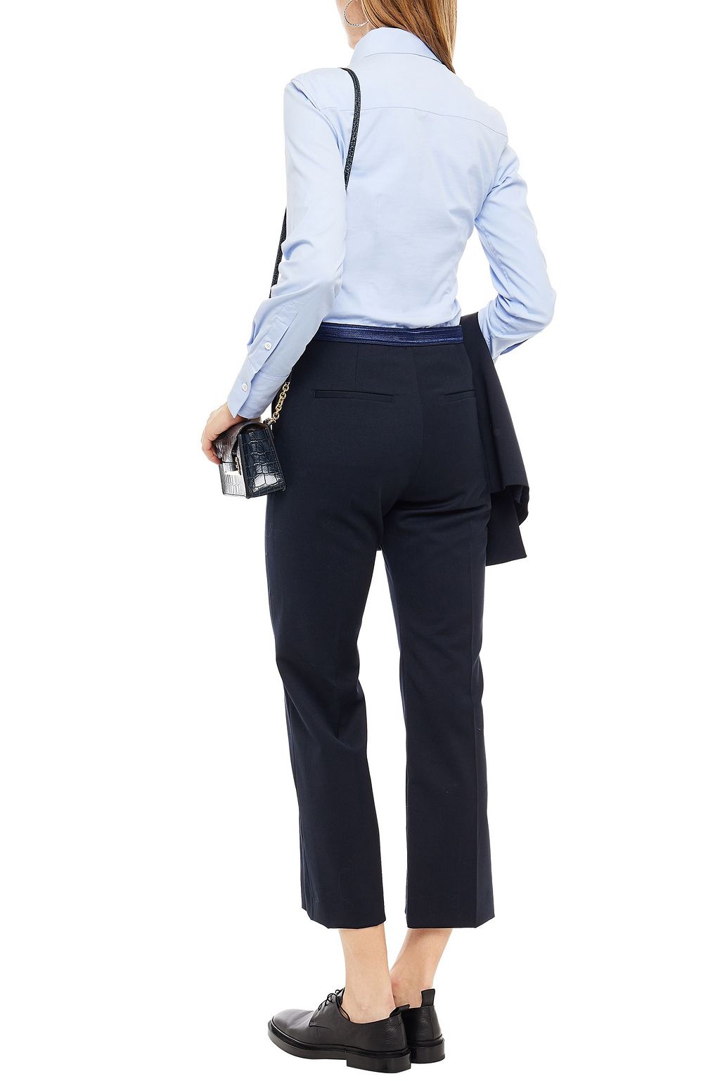 SANDRO Embroidered twill kick-flare pants