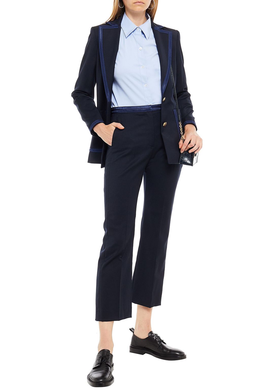 SANDRO Embroidered twill kick-flare pants