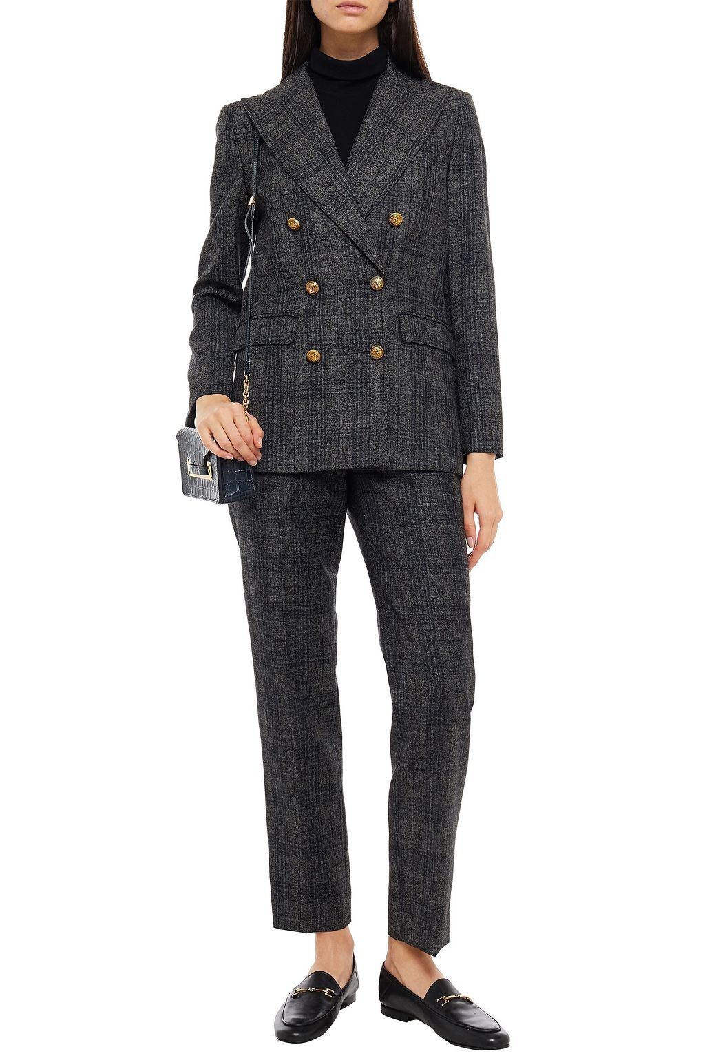 SANDRO Athena checked woven straight-leg pants