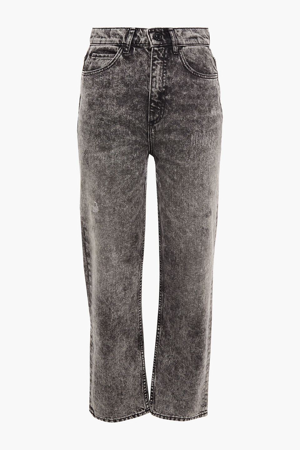sandro - embroidered high-rise boyfriend jeans - gray - fr 40