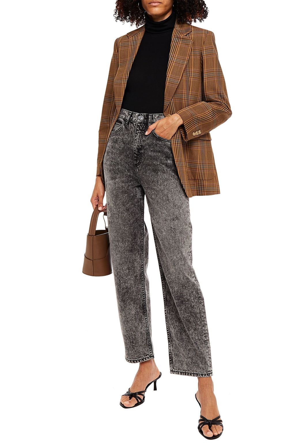 SANDRO Embroidered high-rise boyfriend jeans