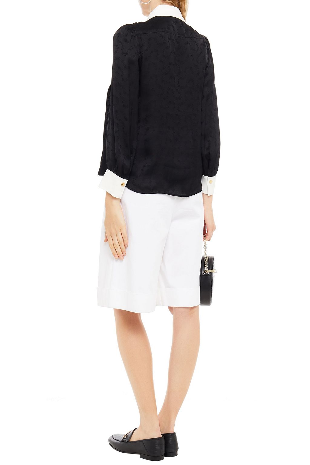 SANDRO Cassandre grosgrain-trimmed floral-jacquard shirt